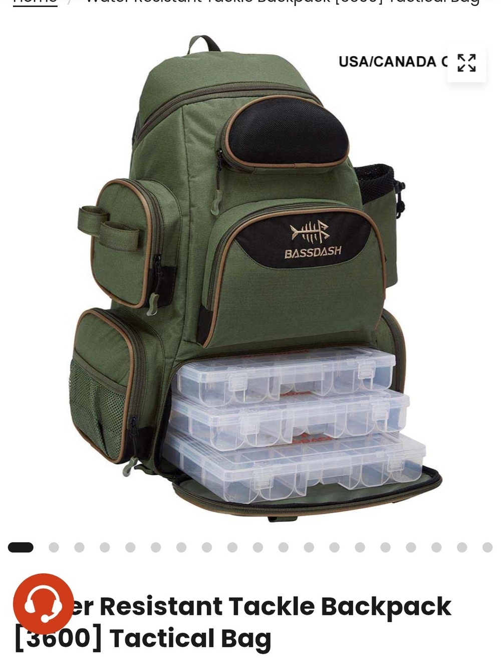 Bassdash Water Resistant Tackle Backpack [3600] Tactical Bag ] Green & Black